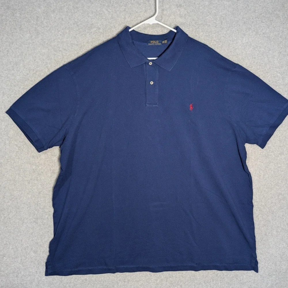 Polo Ralph Lauren Mens Polo Shirt 4XB Short‎ Sleeve Cotton Big Tall Blue Cotton